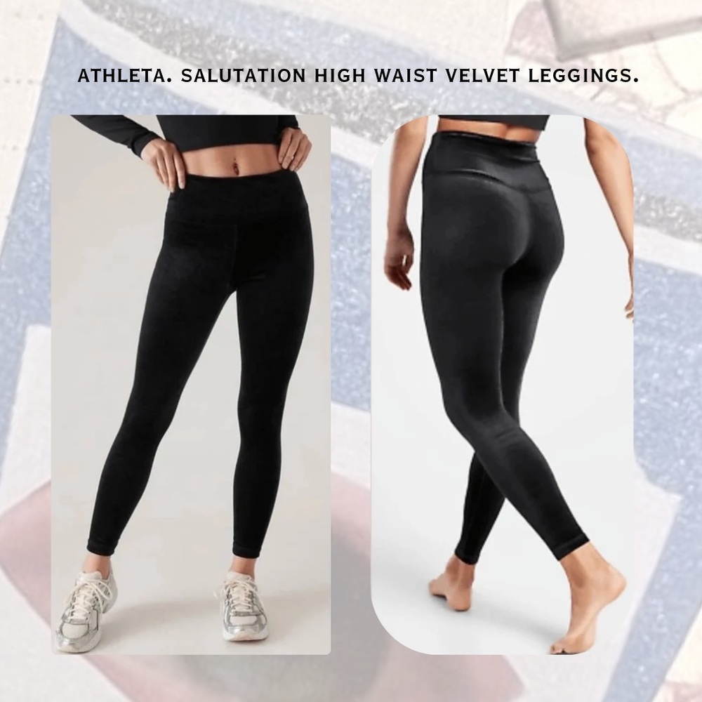 🎉🎉Athleta Salutation Black High Waist Velvet Leggings